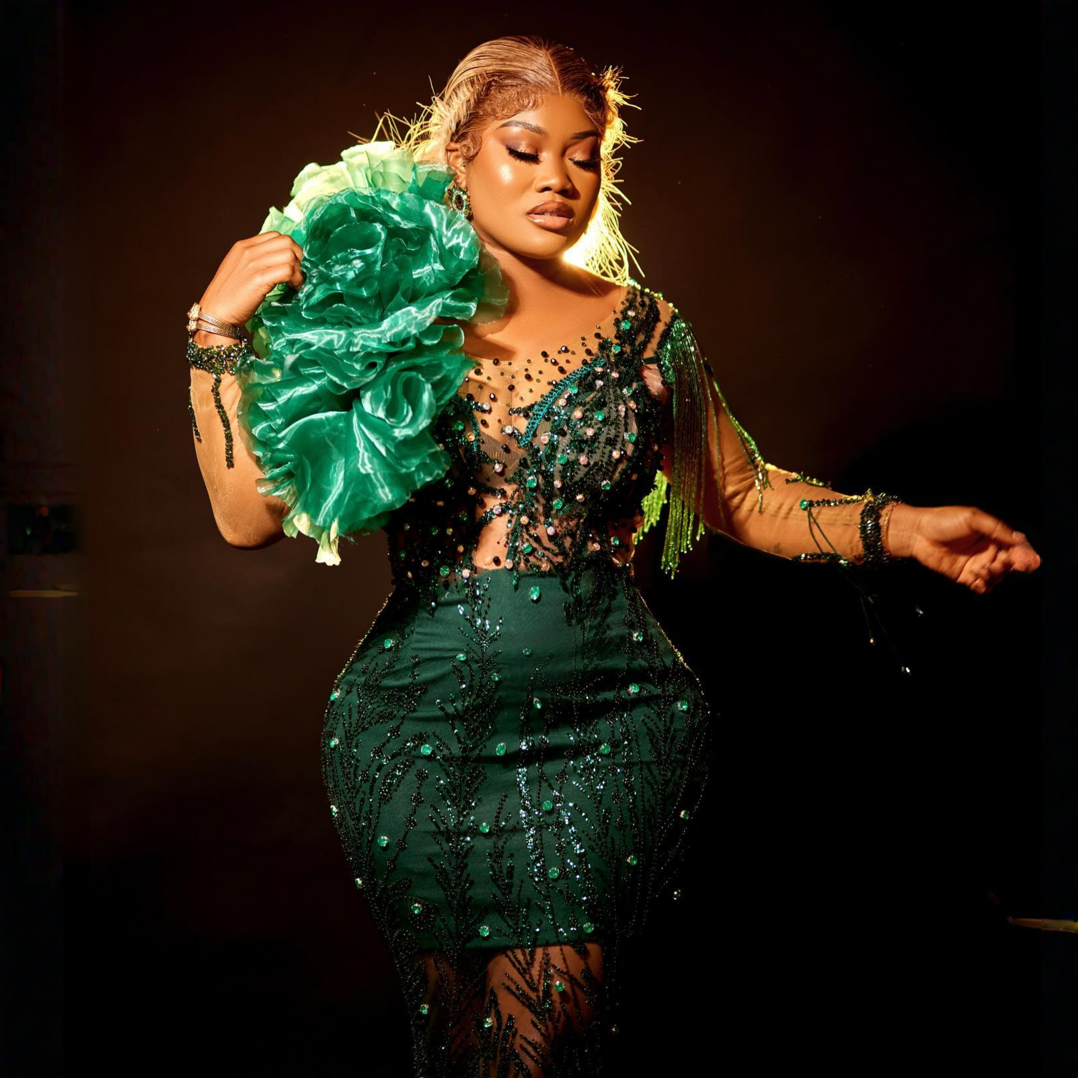 Emerald Green Aso Ebi Evening Dresses Illusion Mermaid Lace Beading Rehie Birthday Party Prom Dress for Black Girls Second Reception Gala Pageant Gown