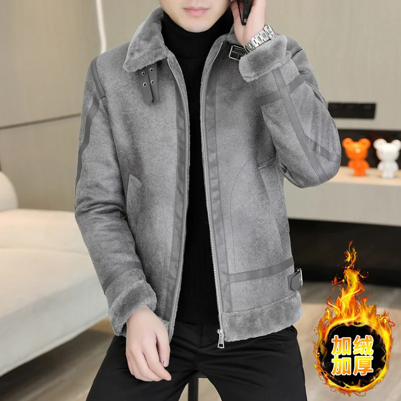 Men's Leather Faux Winter Fur Jacket Men Fashion Plus Velvet Padded Warm Motorcycle Casual Business Social PU Overcoat Clothing 231205