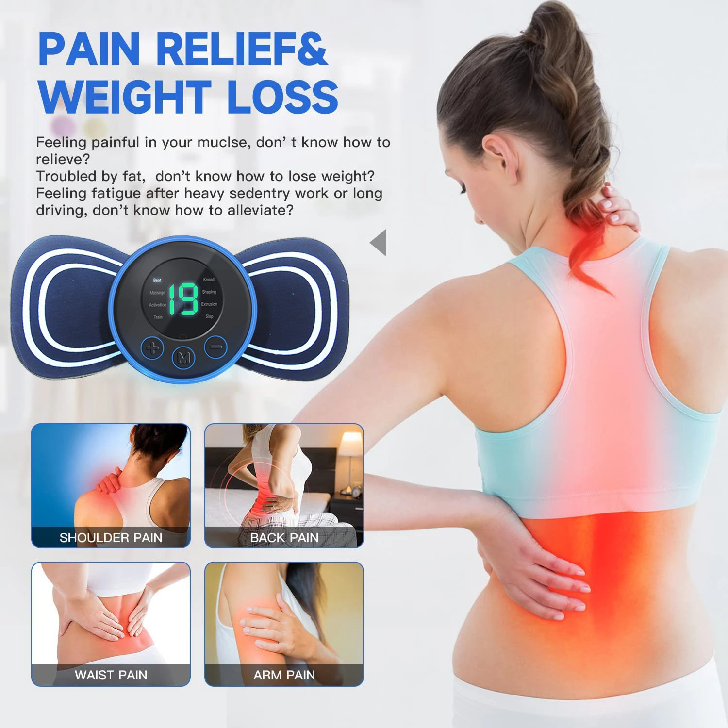 Foot Massager Intelligent EMS Massage Foot Pad Neck Vertebra Stick Acupuncture and Moxibustion Massage Pen Current Physiotherapy Instrument 231205