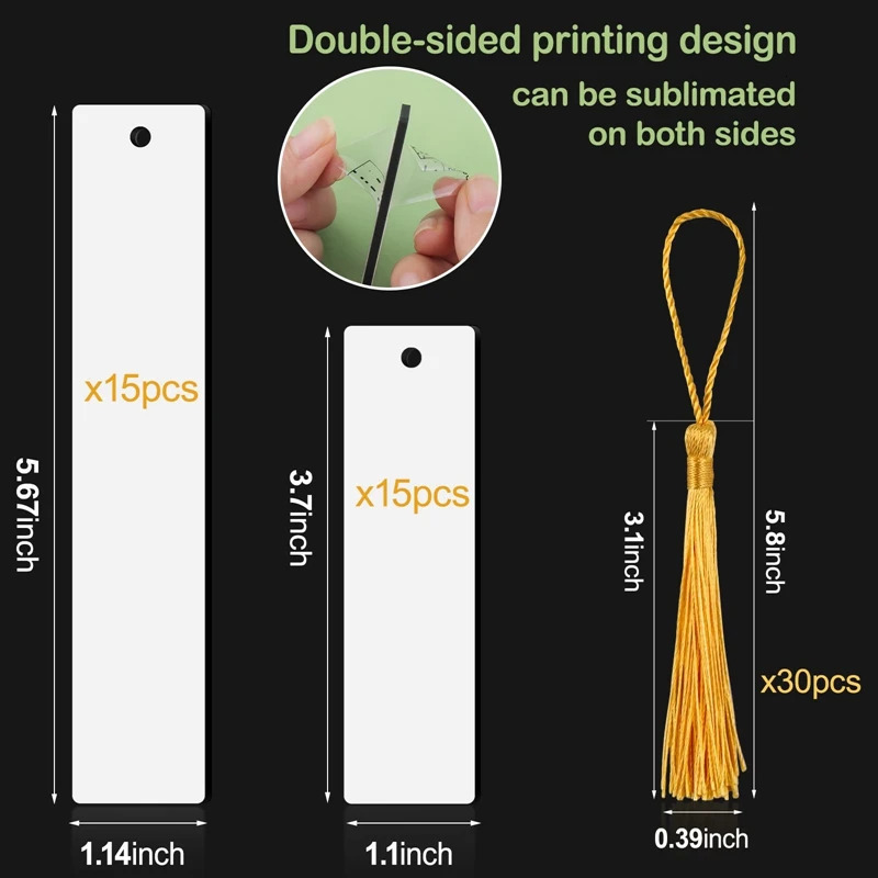 Keychains Lanyards 30Pcs Sublimation Blank Bookmarks Sublimation Blank Products DIY Bookmark Craft Projects Sublimation Double Sublimation 231205