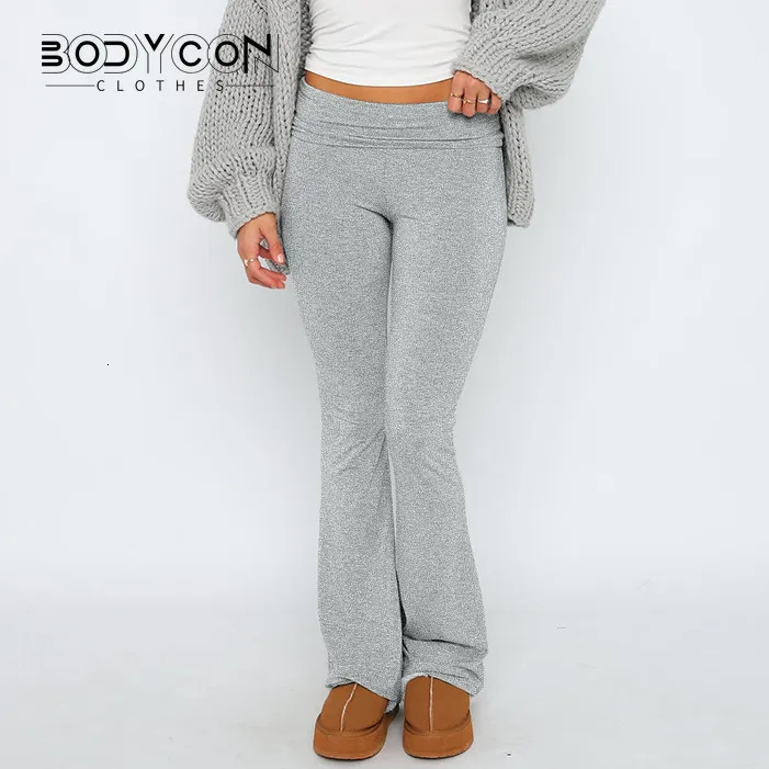 Women's Pants 's Solid Woman Slim Fitting High Waisted Streetwear Casual Flare Pant Clothes Full Length s Trousers 231206