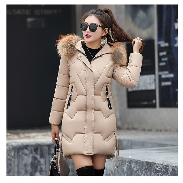 Women's Down Parkas Women's 2022 Winter New Cotton Coat Women's Thickened Mid length Slim Fit Cotton Coat Women's Korean Edition W