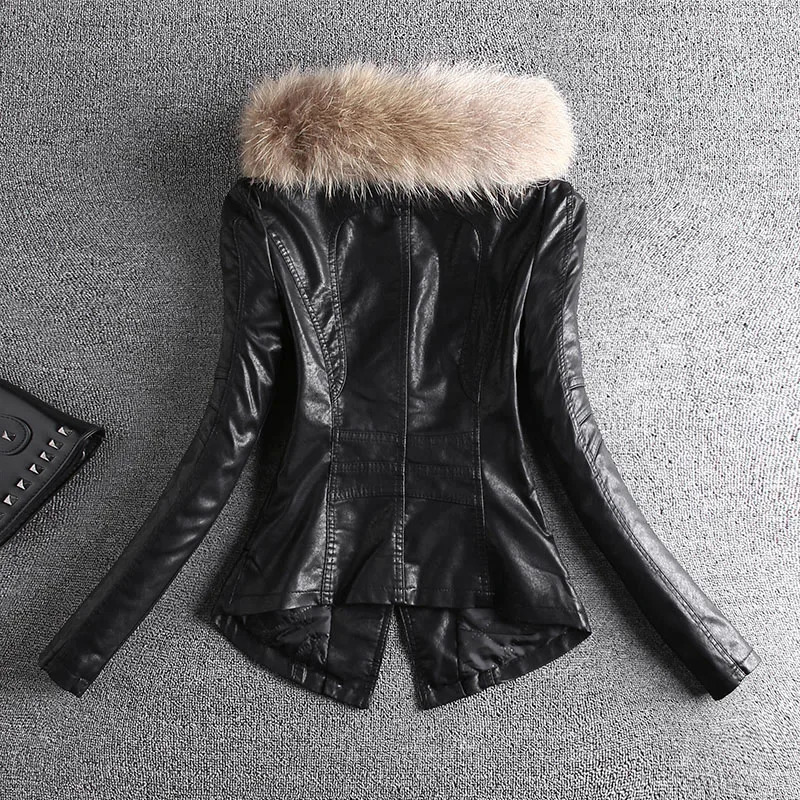 Women's Jackets 2023 Spring Autumn Real Fur Leather Jacket Women Small Coat SlimFit PU AllMatch Casual Motorcycle 231206