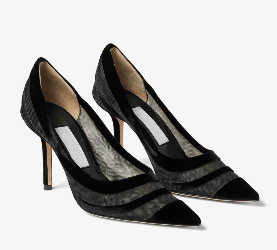 Woman pumps love 85mm Heel pump leather suede strass pointed toe sandals Classic designer dress party wedding high heels brider sexy shoes with box