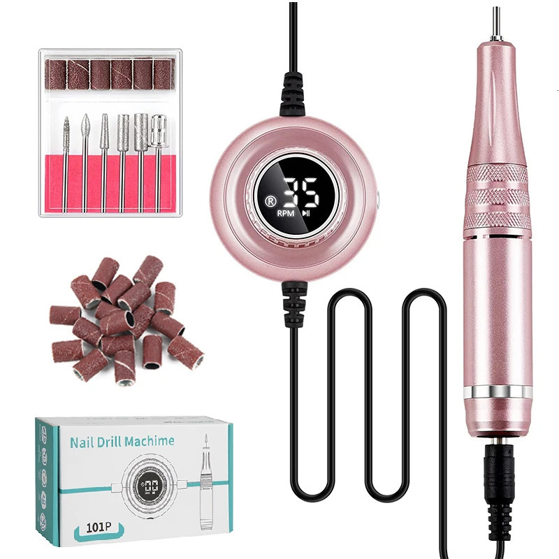 Nail Art Equipment 35000RPM Manicure Machine Electric Nail Drill Portable Nail Lathe Electric Manicure Cutter Set Nail Gel Polisher Salon Equipment 23