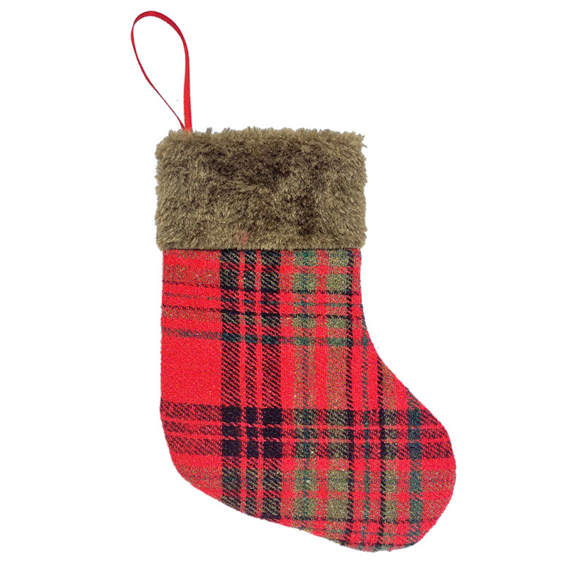 Red Fabric Christmas Stockings - Set of 12 PCS, 7-Inch Each