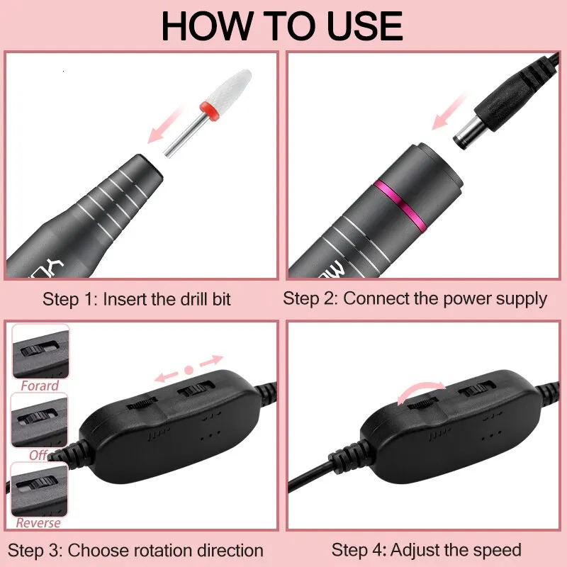 Nail Art Equipment YOKEFELLOW Electric Nail Drill 30000RPM Professional Electric Nail File Kit for Acrylic Gel Nails Manicure Pedicure Home Use 231207