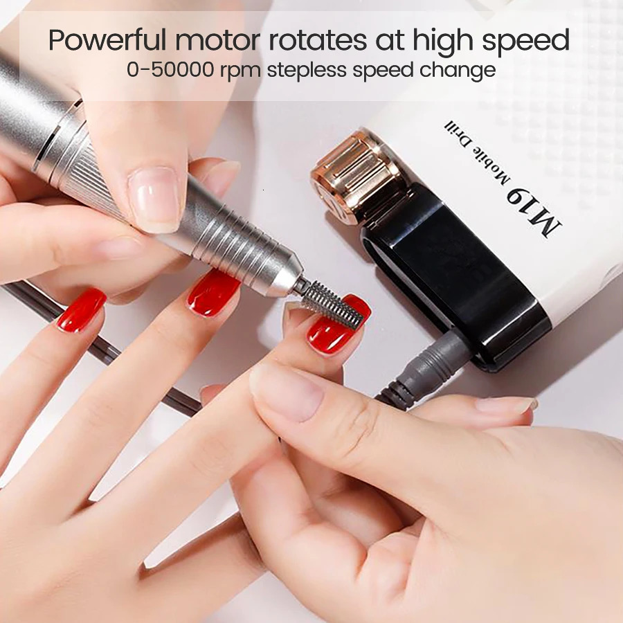 Nail Art Equipment Nail Drills for Acrylic Nail Professional 50000rpm Electric Nail File Machine for Home and Salon Rechargeable Efile for Gel Nail 23