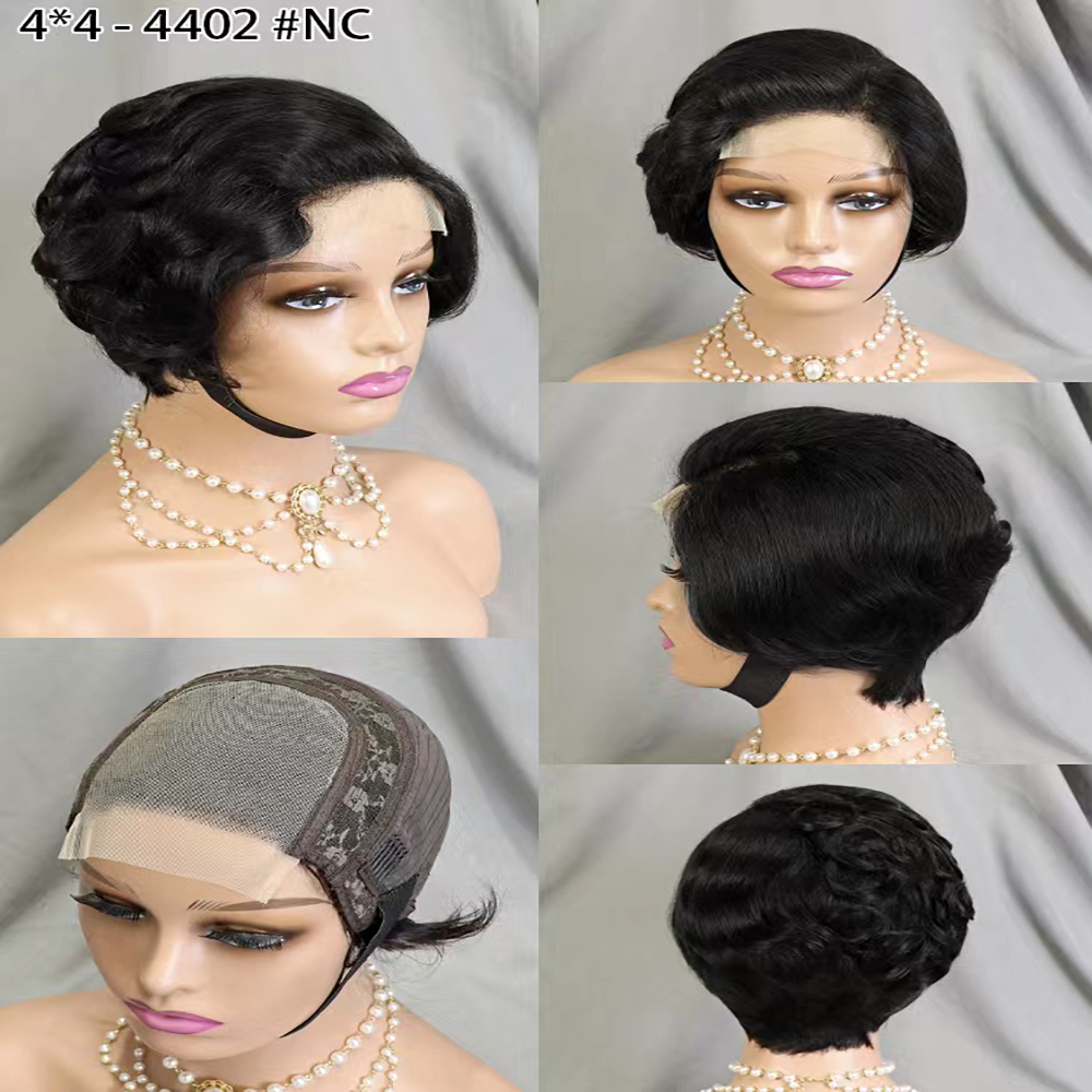 Short Pixie Cut Human Hair 4x4 Lace Frontal Wigs Glueless Short Bob Wig Pre Plucked With Natural Hairline