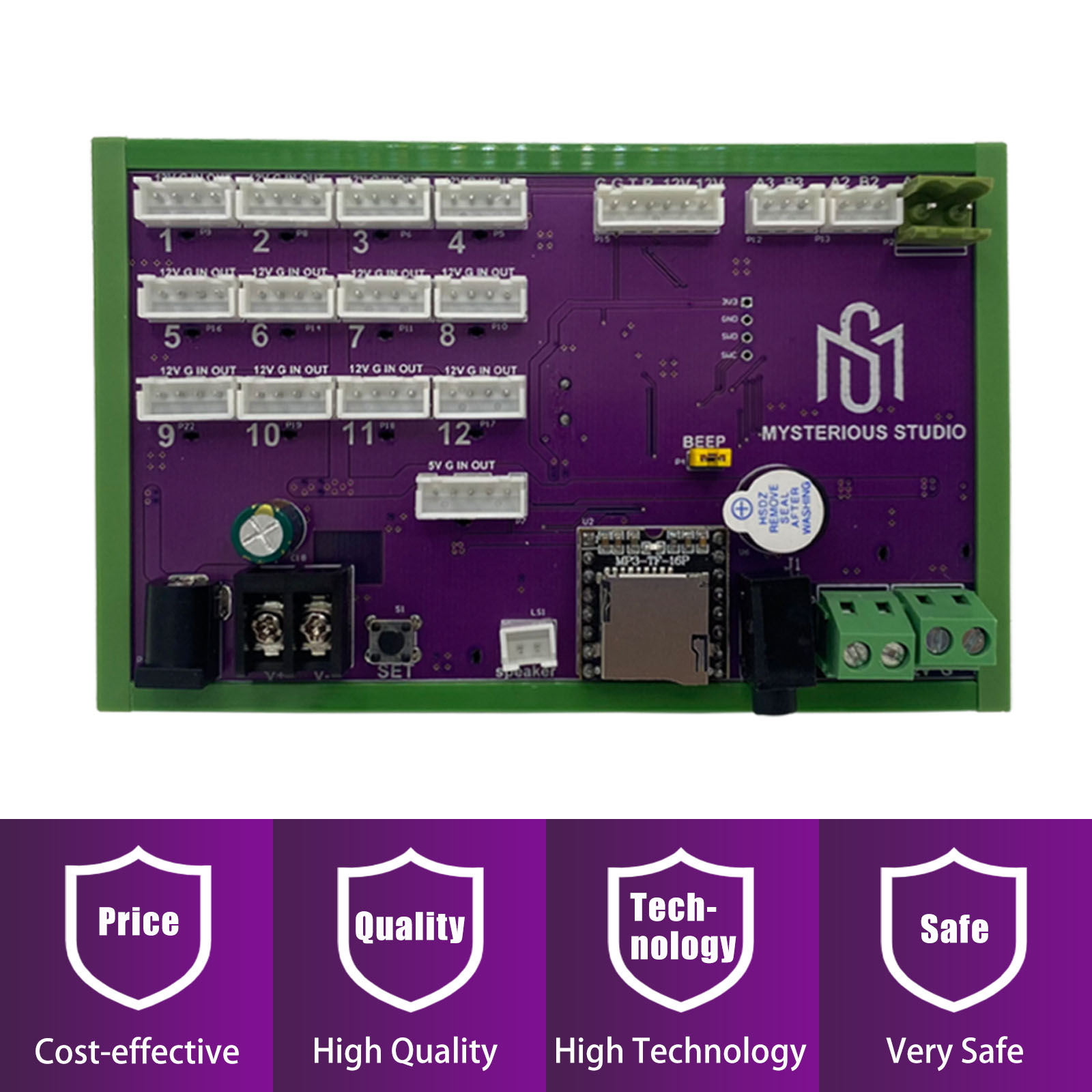Escape Room Props Programmable Controller Single Circuit Board,12 Ports with Protective Casing for Real-life Escape Games