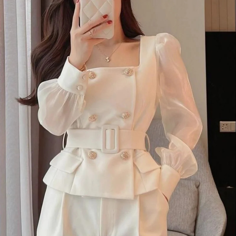 Women's Two Piece Pant's 2 Pant Set White Pieces Sets Pants for Woman Wide Leg Party Trousers Suits Blazer and Outfits Co Ord Classy Clothes