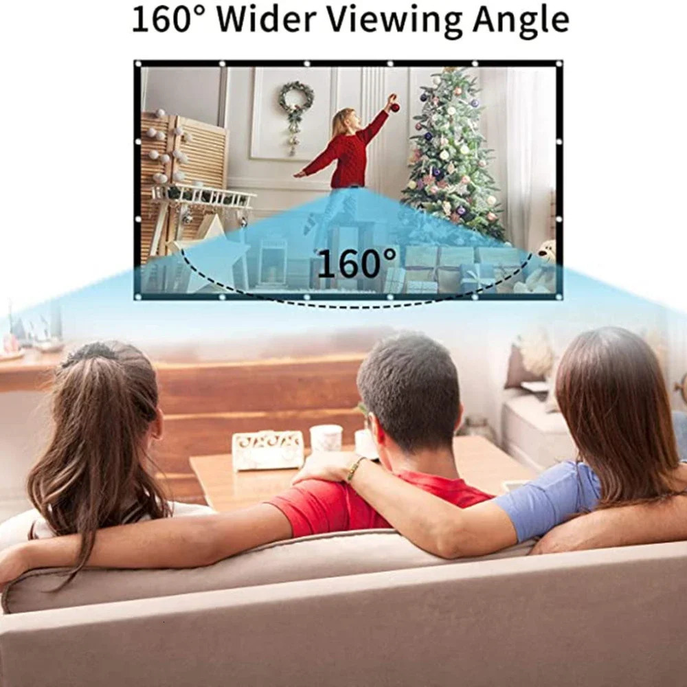 Projection Screens Portable Projector Screen HD Home Theater Curtain 84/100/120/150 Inches Projection Screens for Home Outdoor Projector Curtain 23120