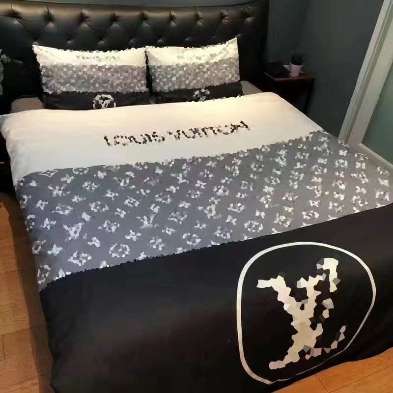 Bedding Set Luxury Designer Classic Letter Print Dark Down Pillowcase 4Pcs set Pure Cotton Large Logo Duvet Cover Bedroom Decoration 1.5m 1.8m Bed