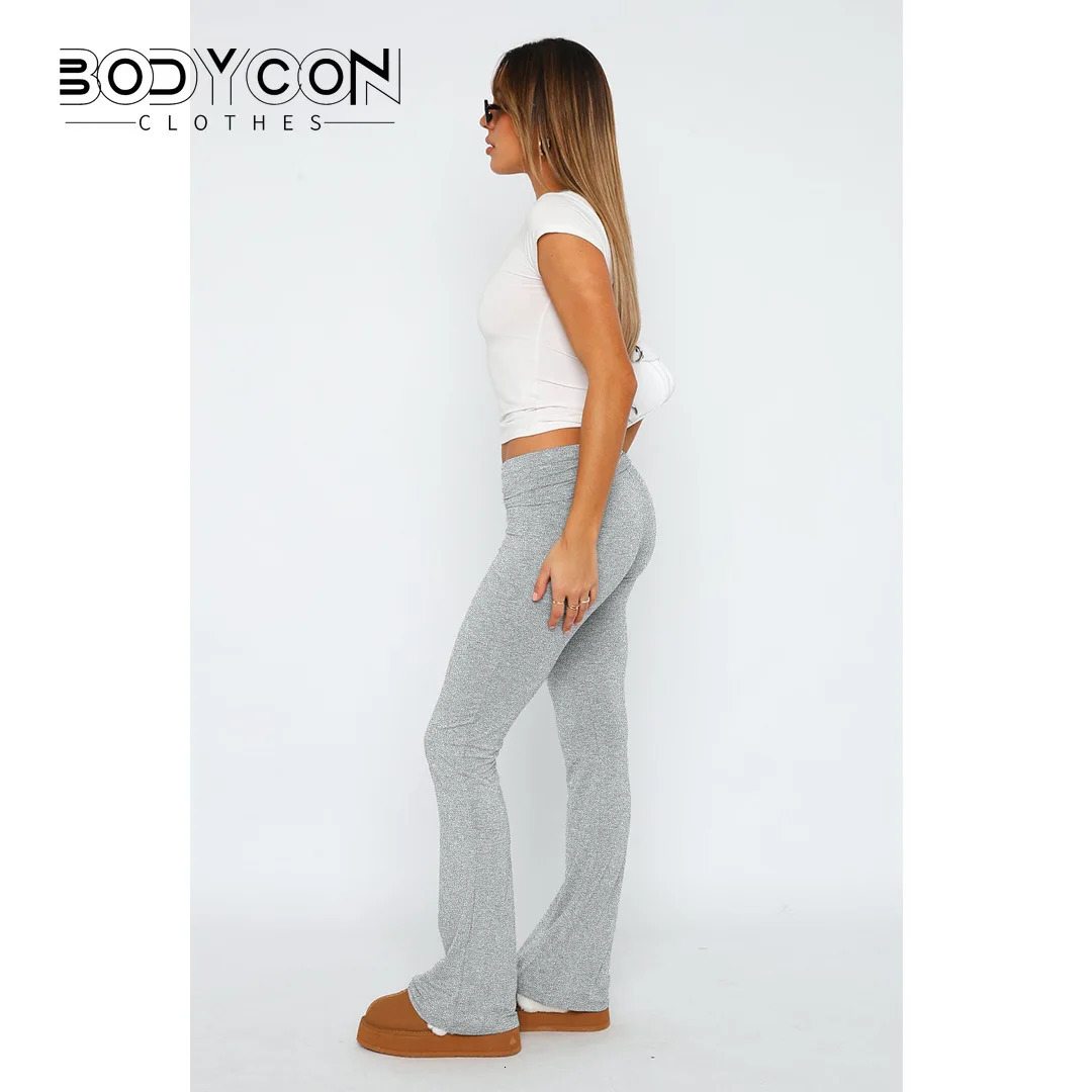 Women's Pants 's Solid Woman Slim Fitting High Waisted Streetwear Casual Flare Pant Clothes Full Length s Trousers 231206