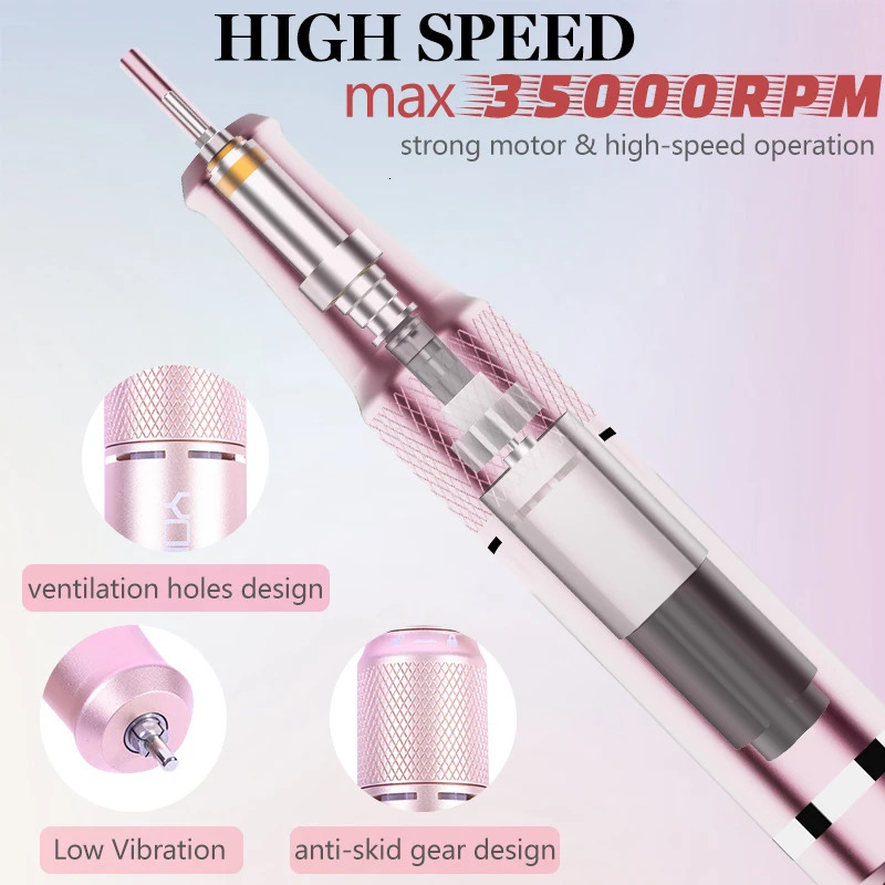 Nail Art Equipment 35000RPM Rechargeable Nail Drill Manicure Machine With Pause Mode Nail Salon Equipment Nail Gel Cutting Remove Nail Sander 231207