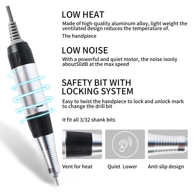 Nail Art Equipment Electric Nail Drill Machine Set Professional Milling Cutter for Manicure Nail Files Drill Bits Gel Polish Remover Tools 231207