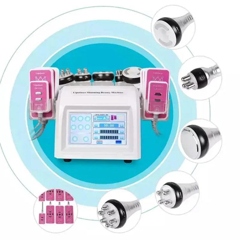 Salon 6 In 1 Slimming Machine Vacuum Laser Radio Frequency Rf 40k Body Cavitation Lipo Liposuction Ultrasonic skin whitening Firming System Fat Loss W