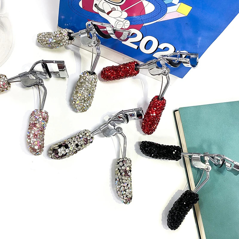 Eyelash Curler Bling Rhinestone Protable Colorful Eyelashes Curler Tweezer Curling Eye Lashes Clip Cosmetic Beauty Makeup EyelashesTool 231202