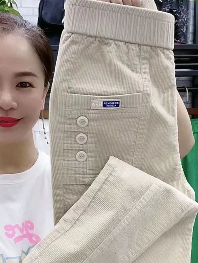 Women's Pants s Baggy Corduroy Vintage Harem Pant High Waist Pencil Pantalones Casual Fashion Oversized 4xl Trousers Office 92cm Spodnie 231206