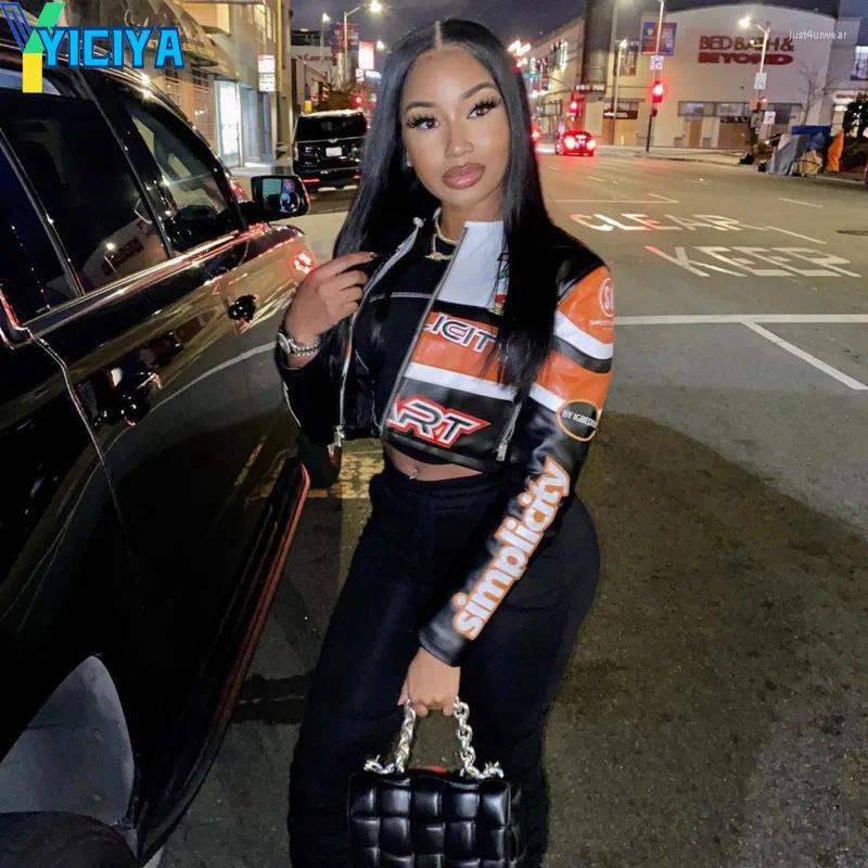 Women's Jackets Leather Jacket Bomber Women Varsity Outerwear Y2k Vintage Racing American Baseball Coats