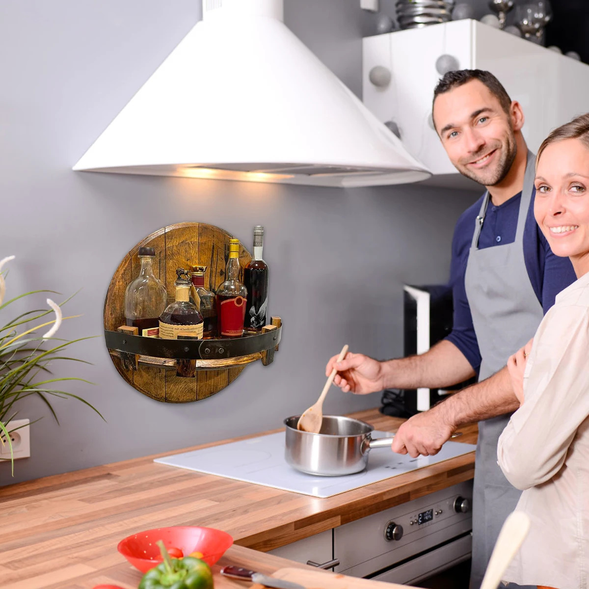 Bar Tools Wooden Wall Mount Wine Bottle Holder Whiskey Rack Vintage Shelves Wood Display Stand Shelf Home Accessories 231206