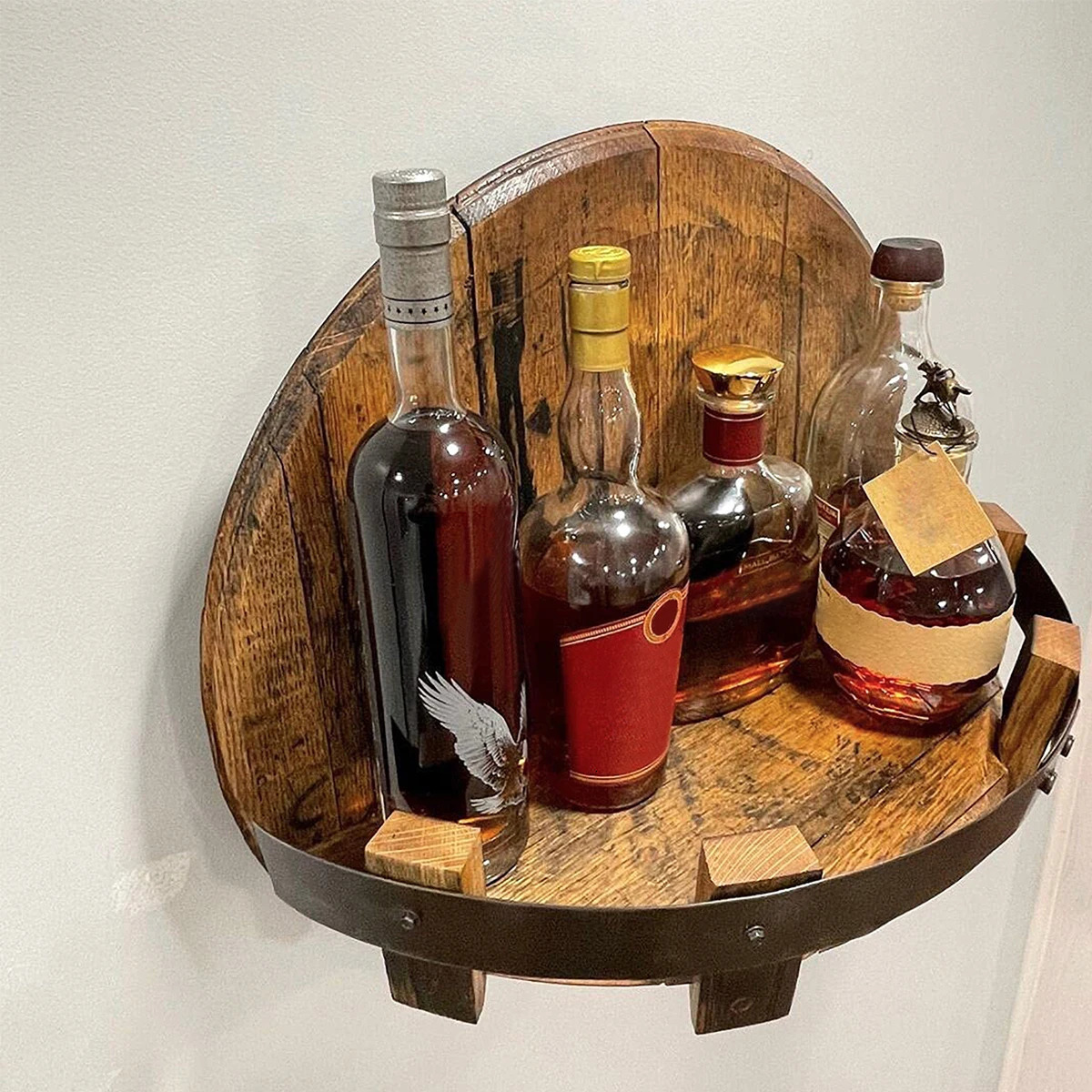 Bar Tools Wooden Wall Mount Wine Bottle Holder Whiskey Rack Vintage Shelves Wood Display Stand Shelf Home Accessories 231206