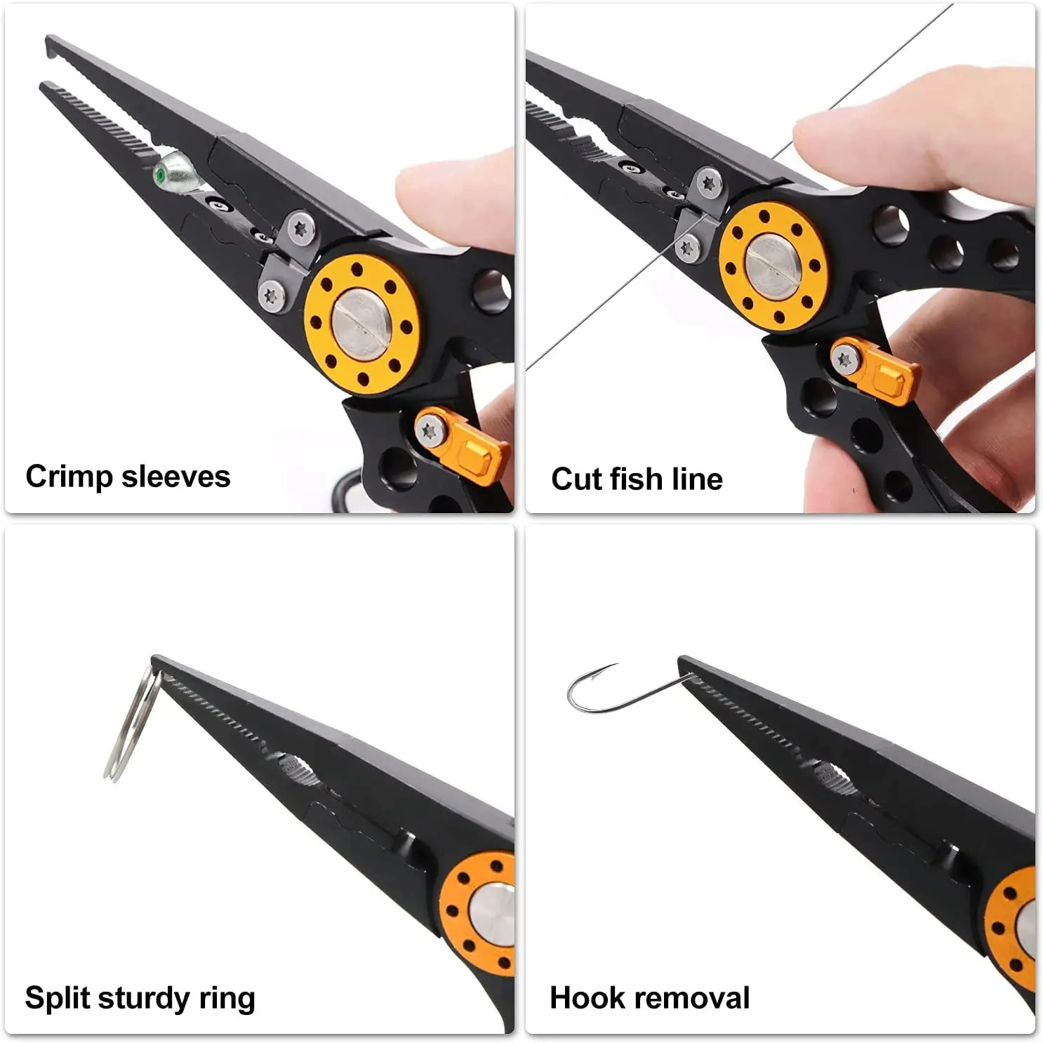 Fishing Accessories Fishing Pliers Hook Remover Stainless Steel Cutters and Lightweight Aluminum Handles Fish Gear Tools with Sheath Lanyard 231207