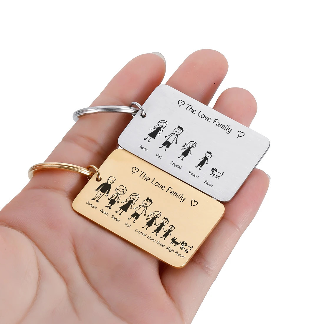 Key Rings Family Cute Keychain Customized Member Name Personalized Pattern Keychains Gifts for Parents Children House Pendant 231206