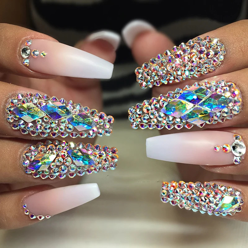Nail Art Decorations SS3ss16 1440pcs Clear Crystal AB gold 3D Non Fix FlatBack Nail Art Diamond Decorations Shoes Dancing Rhinestone Decoration 231207