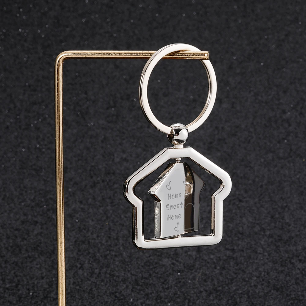 Key Rings Rotate Home Keychain Personalized Keyring Customized Text for Boyfriend Girlfriend Couple Anniversary Gift Bag charm Jewelry 231206