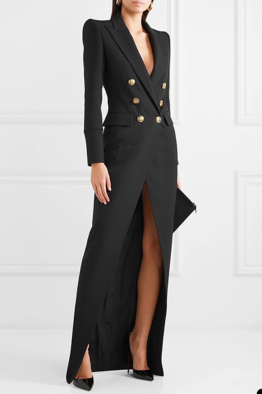 Spring Black Evening Dress Double Breasted Women Long Jacket Suits Ladies Prom Guest Formal Wear Custom Made Dresses Blazer