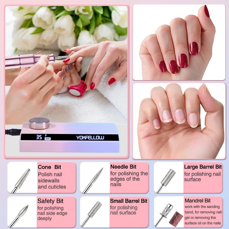 Nail Art Equipment 35000RPM Rechargeable Nail Drill Manicure Machine With Pause Mode Nail Salon Equipment Nail Gel Cutting Remove Nail Sander 231207