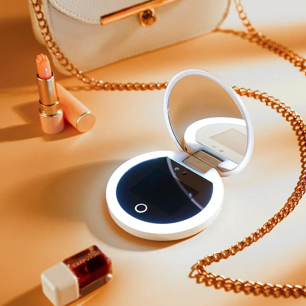 Compact Mirrors UV Camera Visualize Sunscreen Makeup Mirror With Lights For Sunscreen Handheld LED Light Cosmetic Make Up Mirror 231202