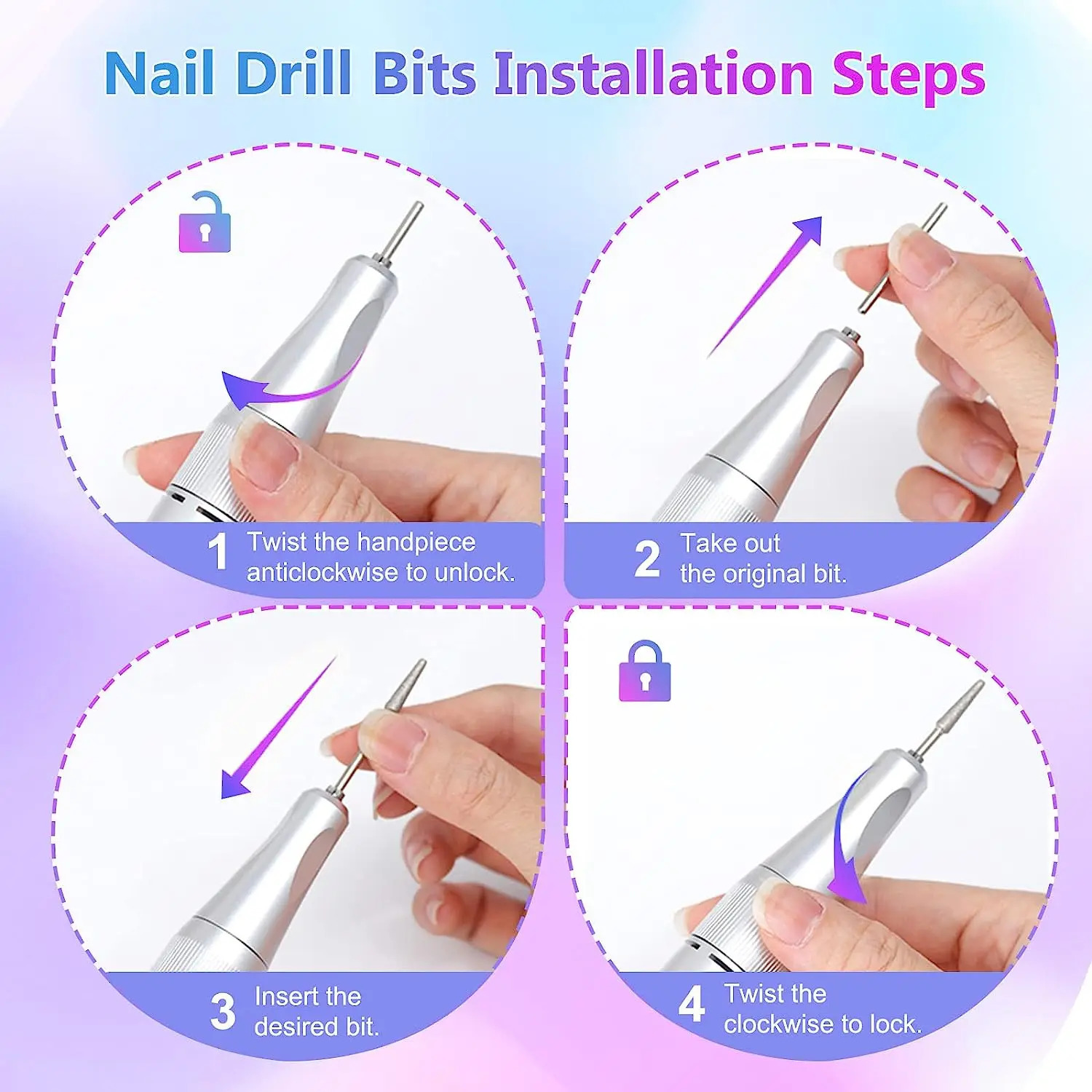 Nail Art Equipment 4000035000RPM Portable Electric Nail Drill Machine With LCD Display Nails Sander For Acrylic Gel Polish Rechargeable Nail Tool 2312