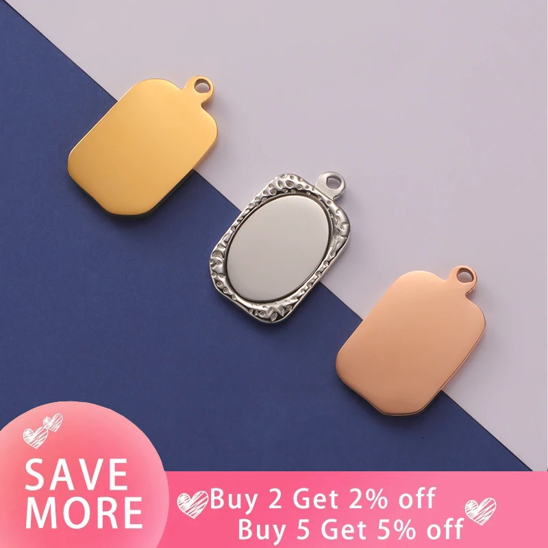 Charms Fnixtar 10pcs Square Mirror Polish Stainless Steel Charm Pendant Accessories DIY Craft Necklace Keychain For Gift Jewelry Making 231206