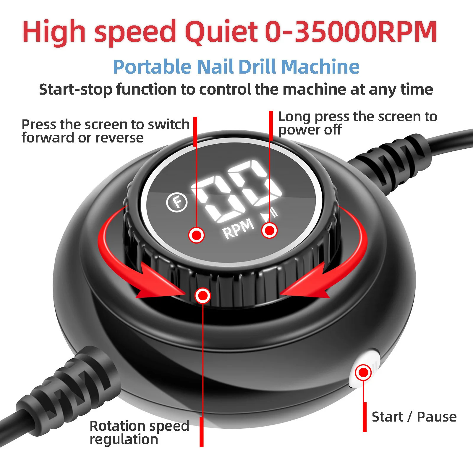 Nail Art Equipment 35000RPM Manicure Machine Electric Nail Drill Portable Nail Lathe Electric Manicure Cutter Set Nail Gel Polisher Salon Equipment 23