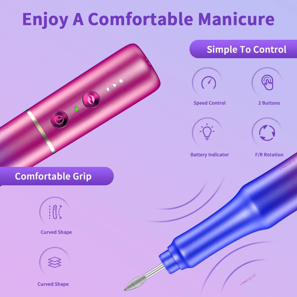 Nail Art Equipment Lnkerco 30000RPM Nail Drill Machine Gradient Color Electric Nail Sander For Manicure Milling Cutter Set Gel Polish Remover Tools 23
