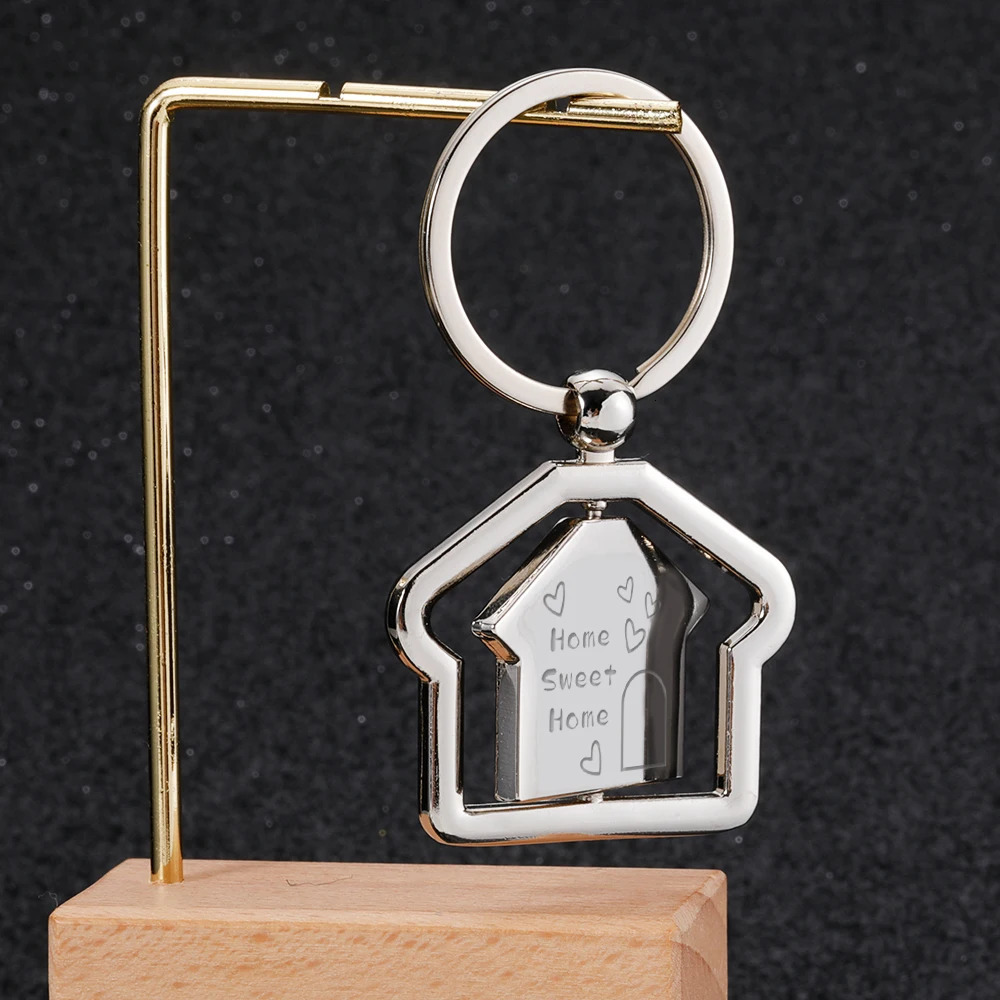 Key Rings Rotate Home Keychain Personalized Keyring Customized Text for Boyfriend Girlfriend Couple Anniversary Gift Bag charm Jewelry 231206
