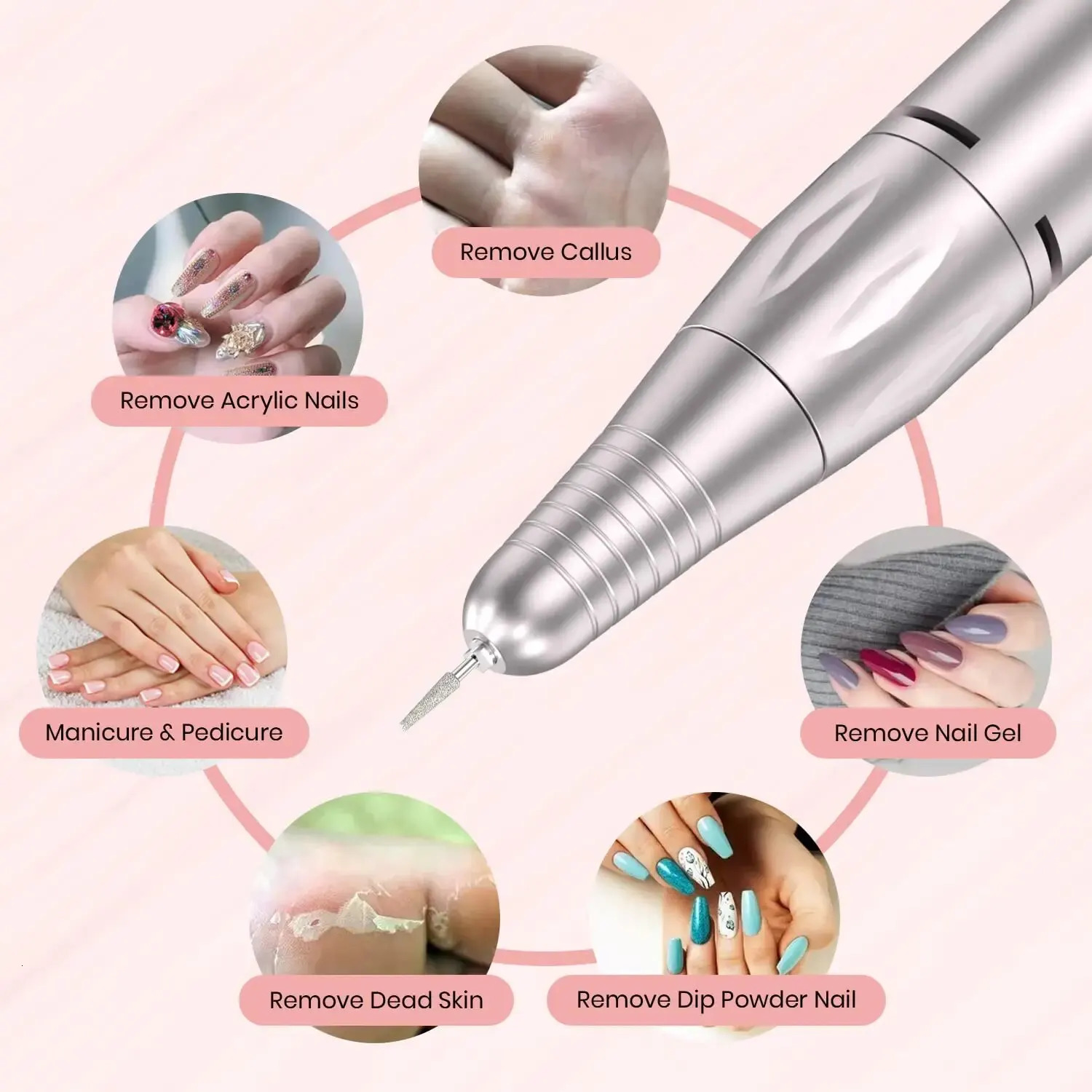 Nail Art Equipment 45000RPM Rechargeable Nail Drill Manicure Machine Professional Nail Drill With LCD Display Portable Cordless Drill Set Nail Art 231
