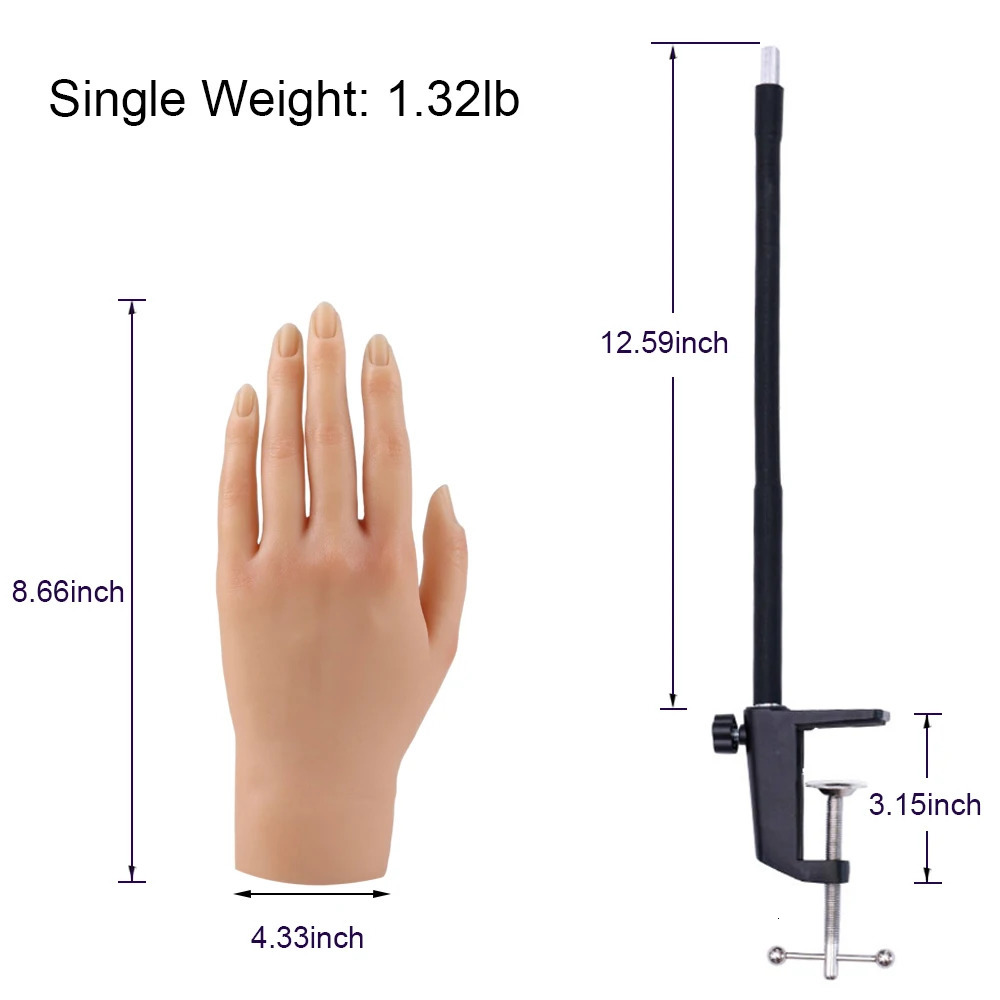 Nail Practice Display Silicone Hand Model for Nail Art Manicure Practice Hand with Stand Hand for Training Nail Display Nails Accesories 231202