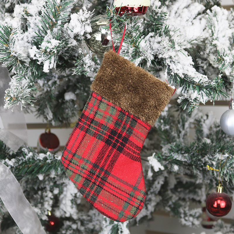 Red Fabric Christmas Stockings - Set of 12 PCS, 7-Inch Each