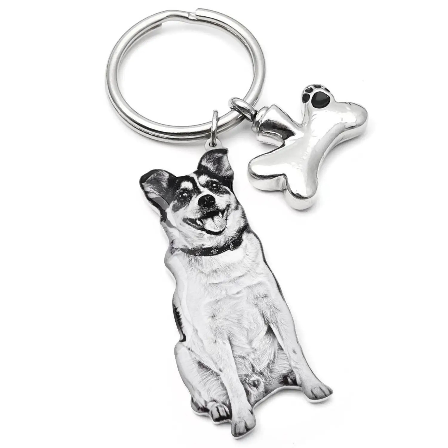 Key Rings Custom Dog Urn Keychain Personalized Ashes Chain Cylinder Cremation Pet Memorial Ring Po Keepsake Jewelry 231206