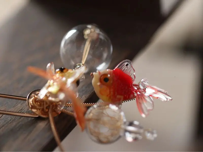 Hairpins headwear Corona Perilla flower handmade hanfu kinomi goldfish hairpins hairclip sticks 231207