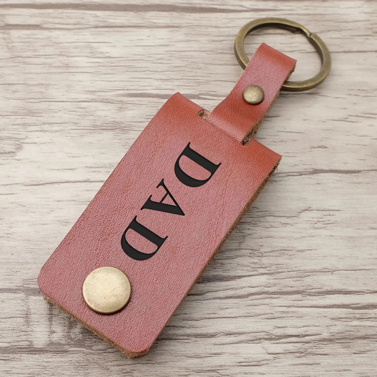 Key Rings Personalised Dad Po Keyring Leather Keychain Father's Day Daddy Gift Picture Engraved For His Her 231206