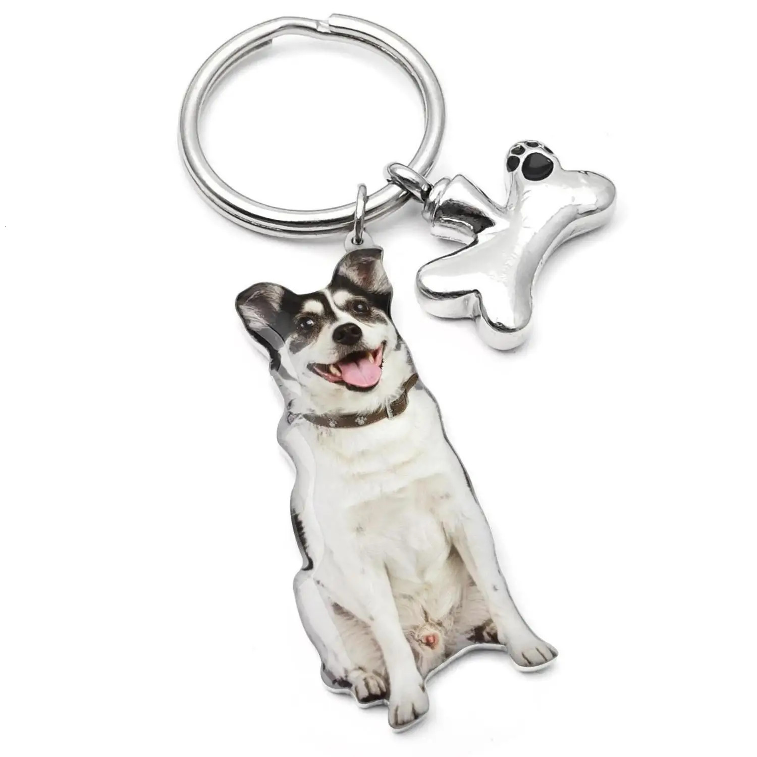 Key Rings Custom Dog Urn Keychain Personalized Ashes Chain Cylinder Cremation Pet Memorial Ring Po Keepsake Jewelry 231206