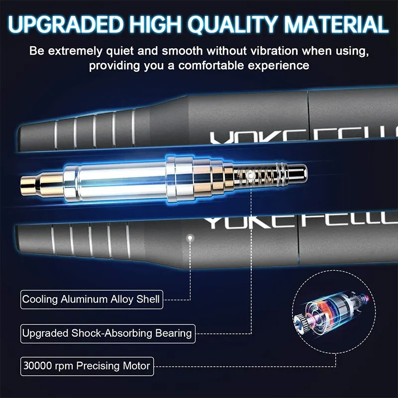 Nail Art Equipment YOKEFELLOW Electric Nail Drill 30000RPM Professional Electric Nail File Kit for Acrylic Gel Nails Manicure Pedicure Home Use 231207