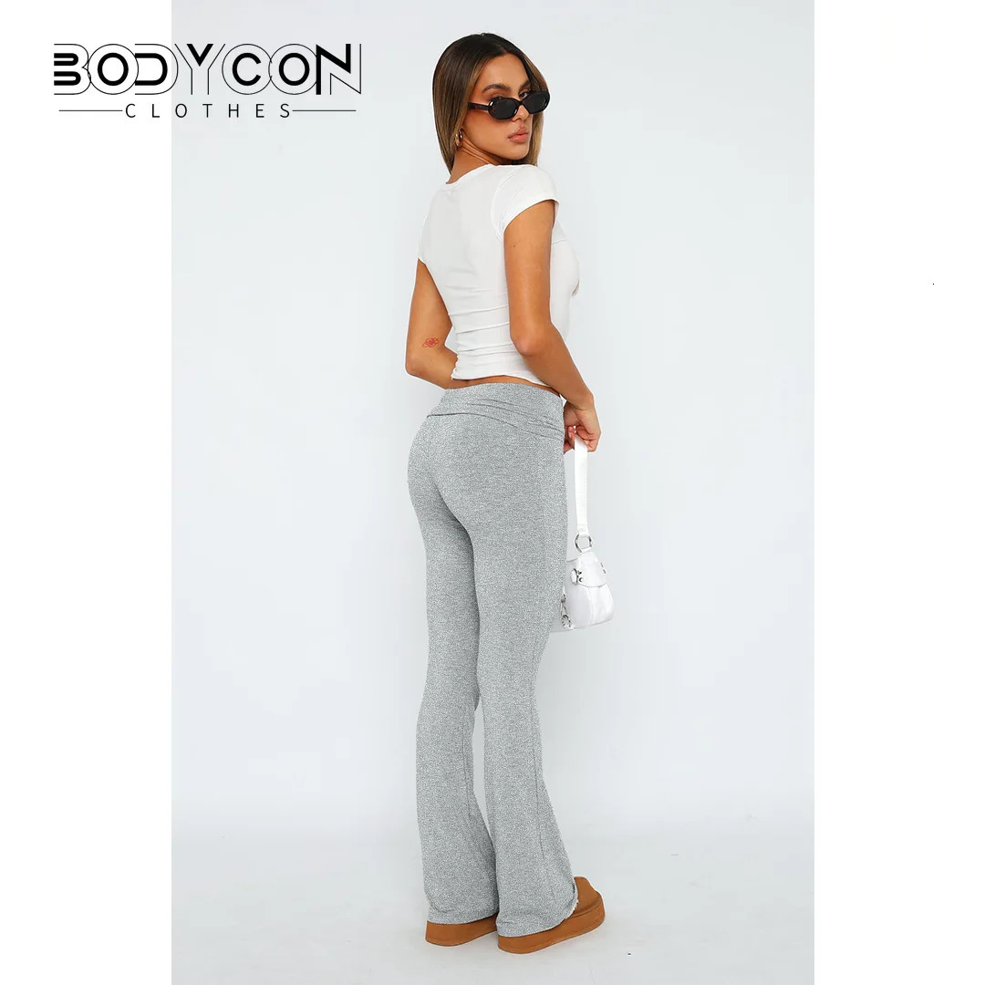Women's Pants 's Solid Woman Slim Fitting High Waisted Streetwear Casual Flare Pant Clothes Full Length s Trousers 231206