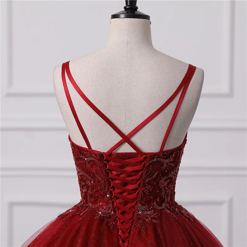 Shiny Bury Ball Gown Quinceanera Dresses Sexy Spaghetti Straps Backless Sequins Appliques Ong Prom Evening Gowns For Teens Bm3505 127