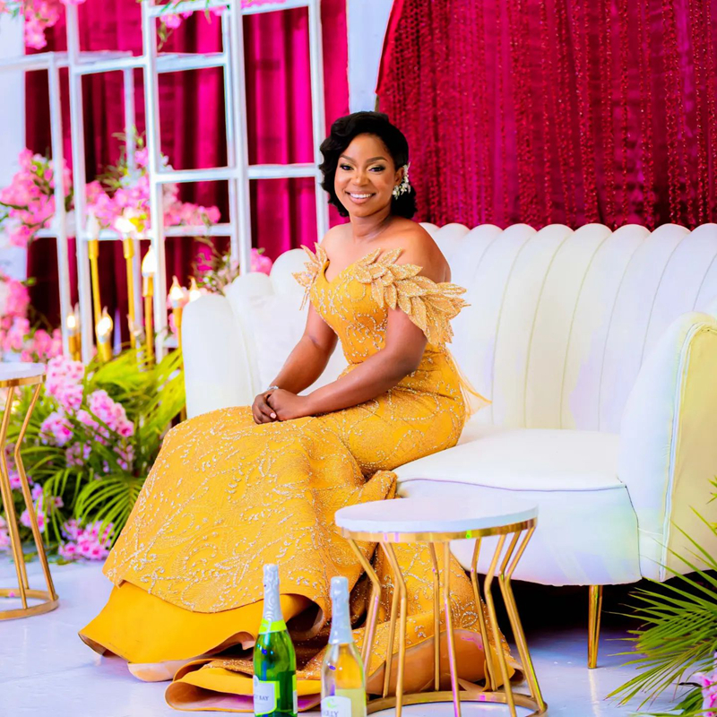 2023 Aso Ebi Promdress Yellow Mermaid Off Shoulder Lace Applique Beaded Evening Dress Vestidos De Gala Second Reception Prom Gowns Birthday Party Afri