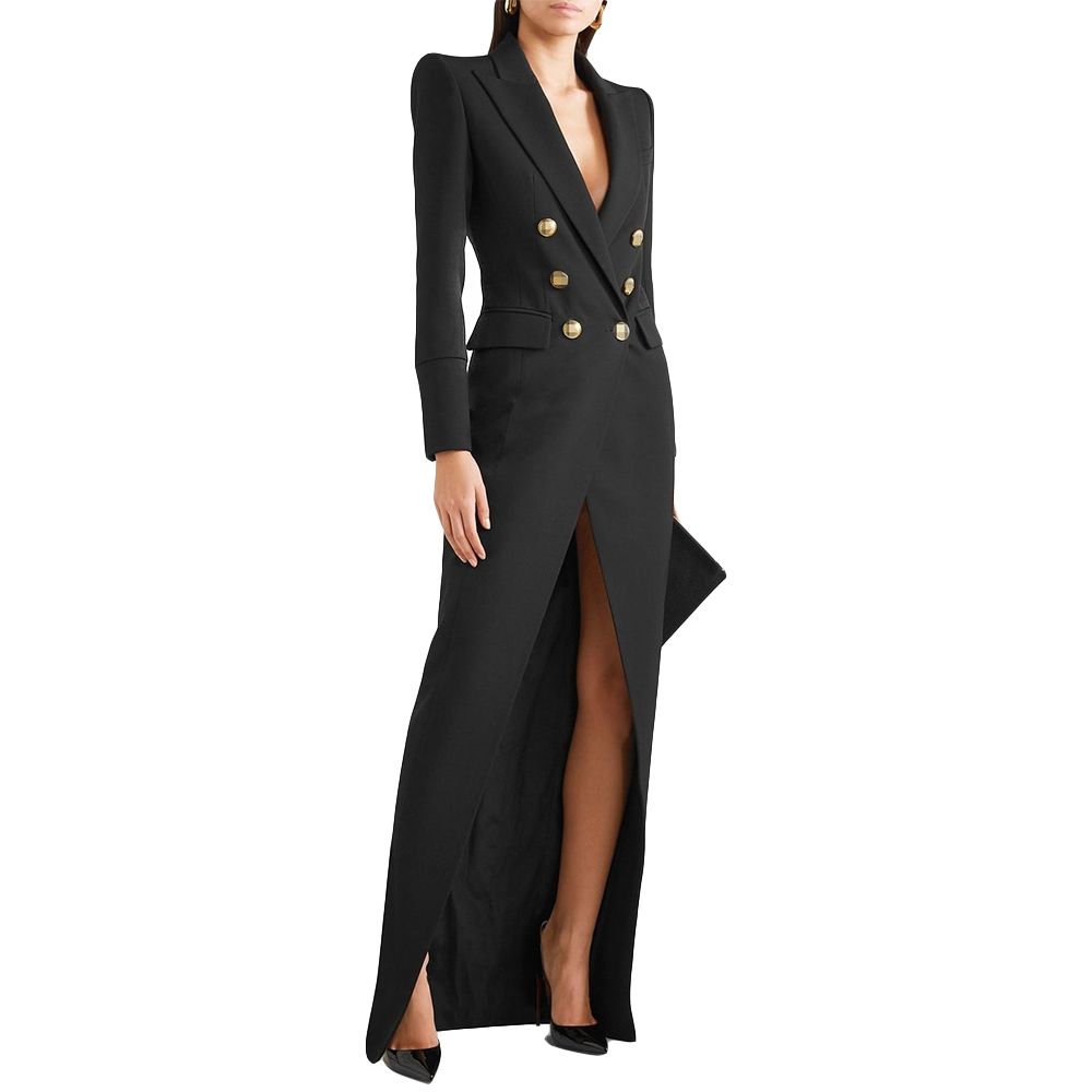 Spring Black Evening Dress Double Breasted Women Long Jacket Suits Ladies Prom Guest Formal Wear Custom Made Dresses Blazer